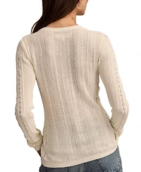 Lucky Brand Women's Pointelle Henley Sweater