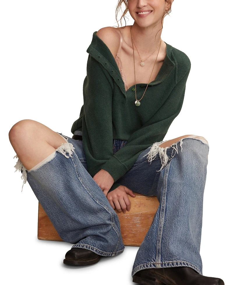 Lucky Brand Women's Relaxed Henley Sweater