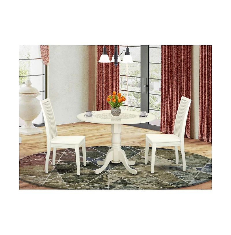 East West Furniture Dining Room Set Linen White