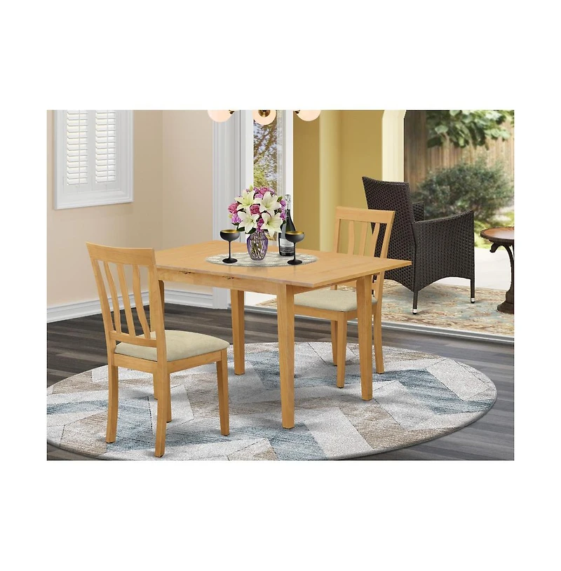 East West Furniture 3 Pc Dining room set - small Dining Table and 2 Kitchen chair