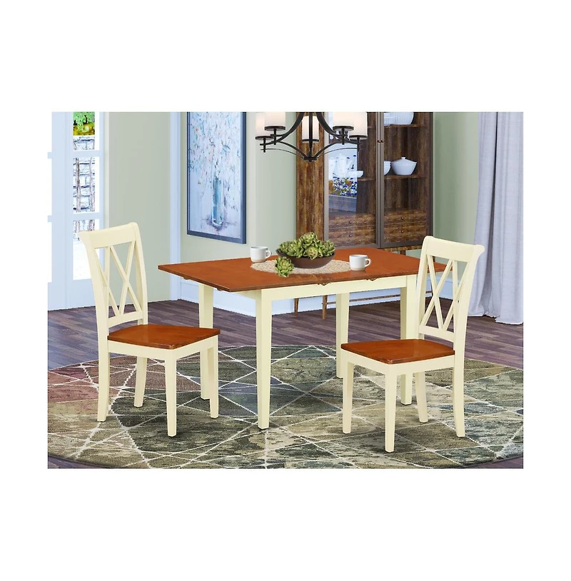 East West Furniture Dining Room Set Buttermilk & Cherry