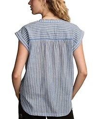 Lucky Brand Women's Dolman Ruffle Button Down Top