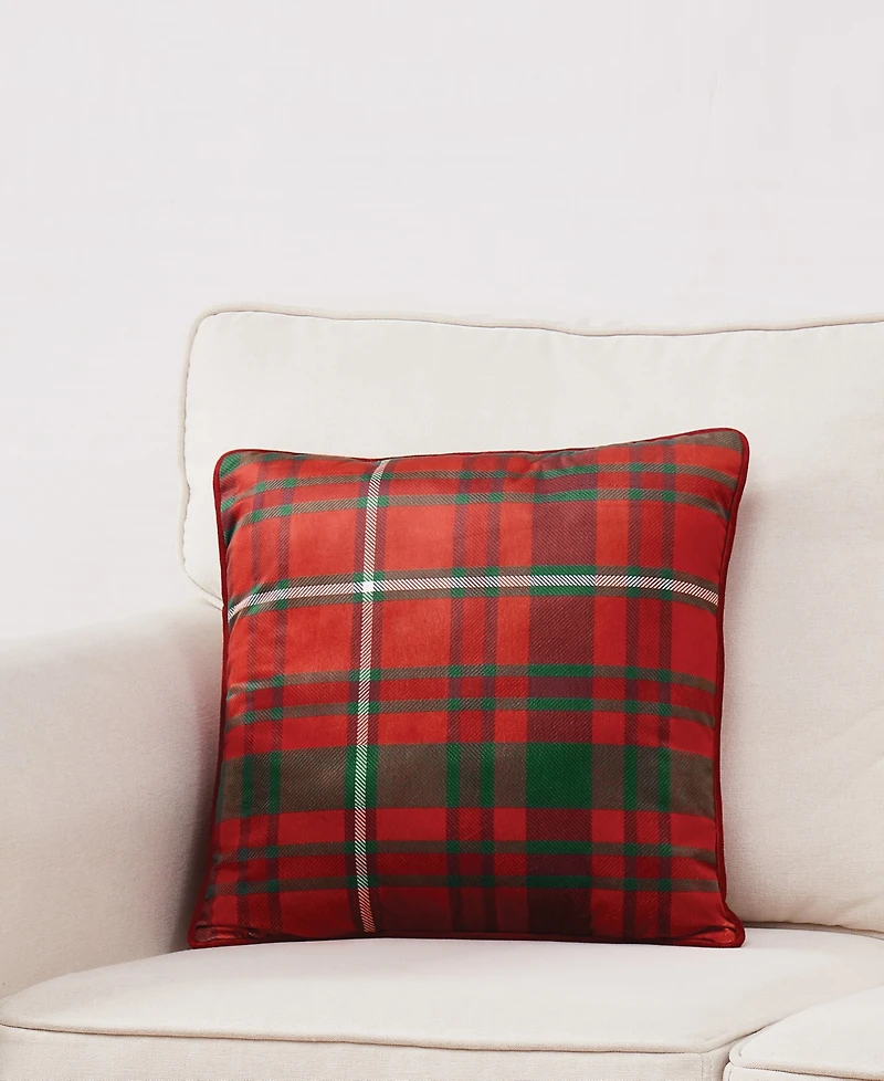 Truly Soft Red Plaid Decorative Pillow, 18" x 18"