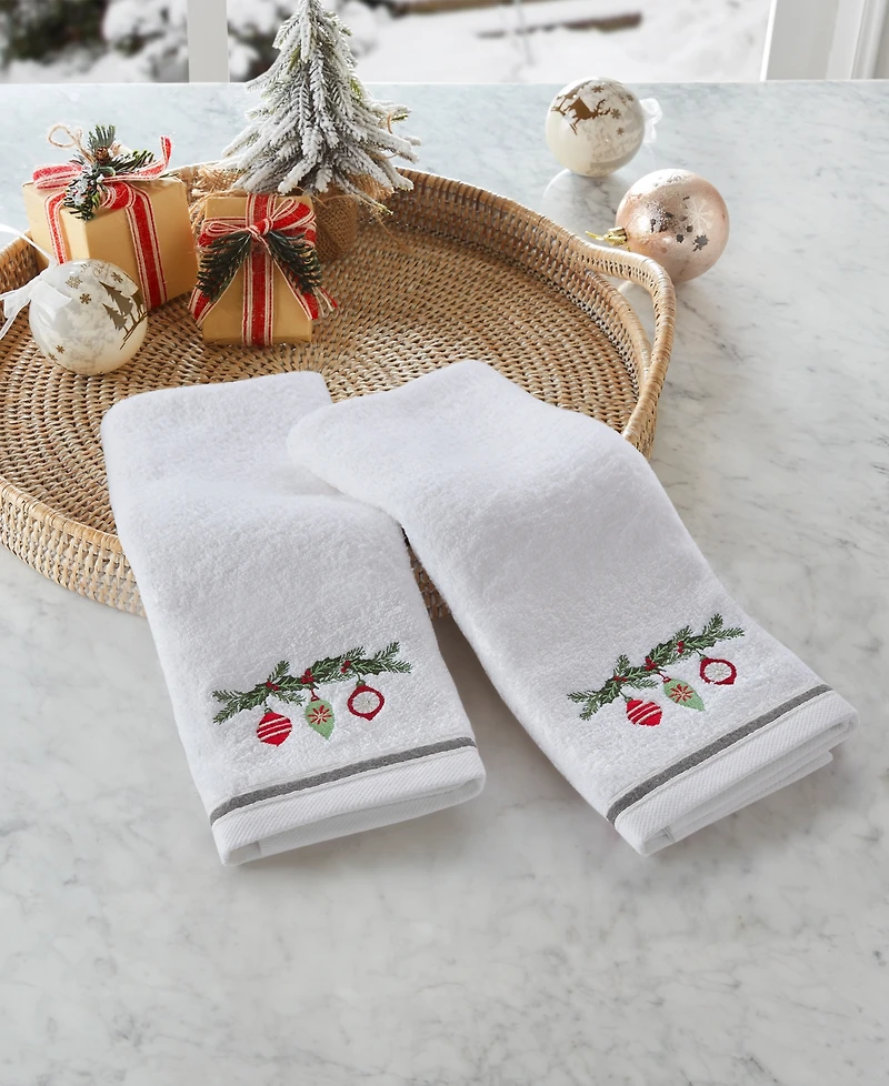 Decor Studio Holiday Ornaments Turkish Cotton 2-Pc. Hand Towel Set, 16" x 28"