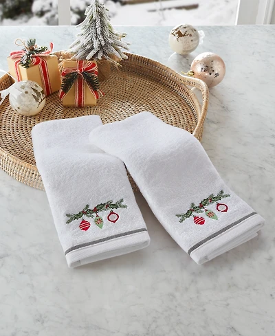 Decor Studio Holiday Ornaments Turkish Cotton 2-Pc. Hand Towel Set, 16" x 28"
