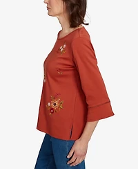 Alfred Dunner Women's Classic Tossed Floral Flutter Sleeve Top