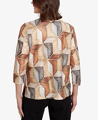 Alfred Dunner Women's Classic Stained Glass Square Neck Top