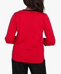 Alfred Dunner Women's Classic Color Block Long Sleeve Sweater