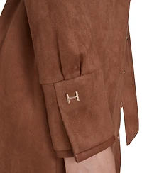 Halston Women's Scuba Suede Long Sleeve Dress