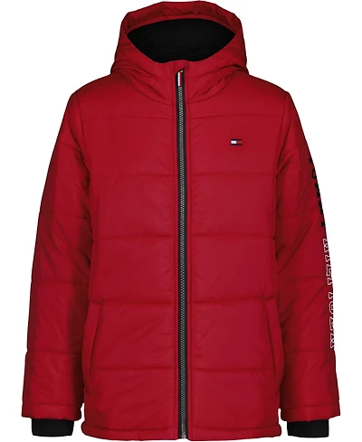 Tommy Hilfiger Big Boys Sleeve Logo Full Zip Puffer Jacket