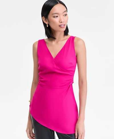 I.n.c. International Concepts Women's Sleeveless Surplice-Neck Top, Macy's Exclusive