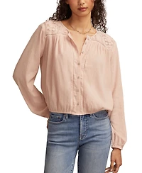 Lucky Brand Women's Long Sleeve Pintuck Bubble Top