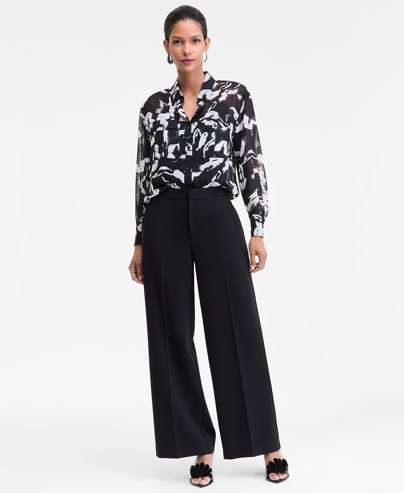 I.n.c. International Concepts Women's Printed Long-Sleeve Blouse, Macy's Exclusive