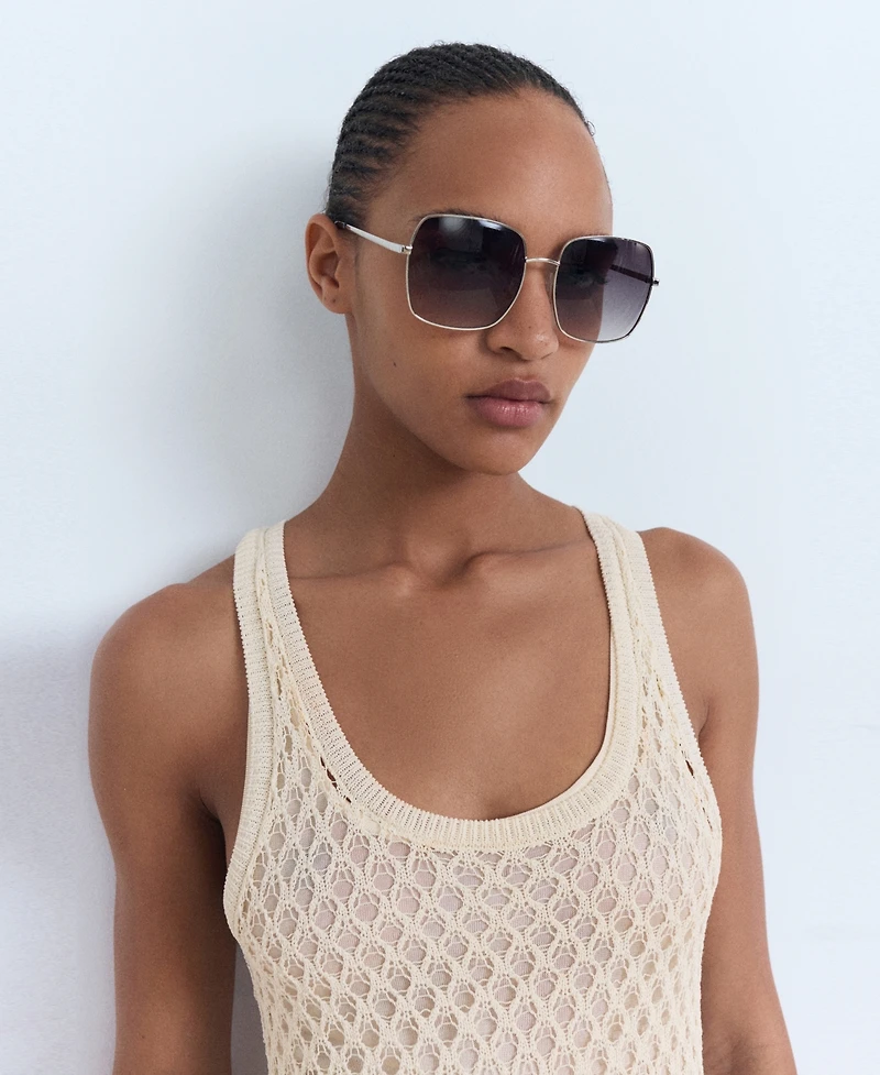Mango Women's Crochet Long Dress