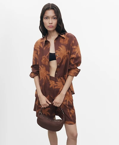 Mango Women's Palm Print Cotton Shirt