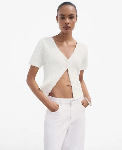 Mango Women's Short-Sleeved Boucle Cardigan