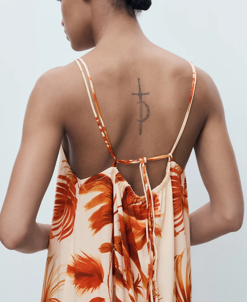 Mango Women's Palm Print Halter Dress
