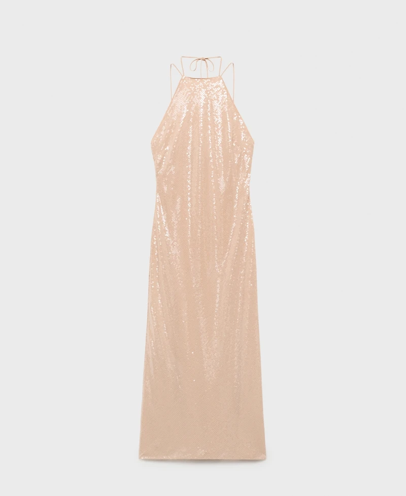 Mango Women's Sequined Halter Neck Dress