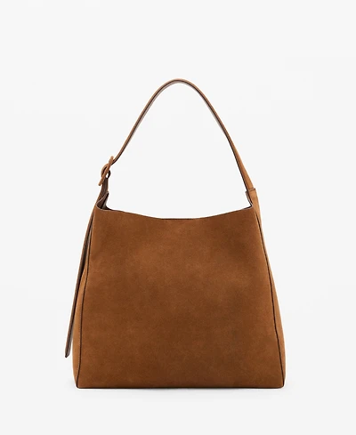 Mango Women's Large Suede Leather Shopper Bag