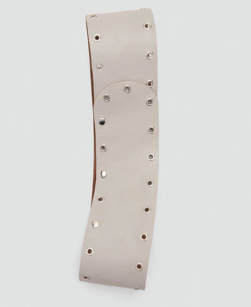 Mango Women's Eyelets Detail Leather Belt
