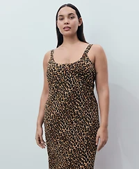 Mango Women's Animal-Print Midi-Dress