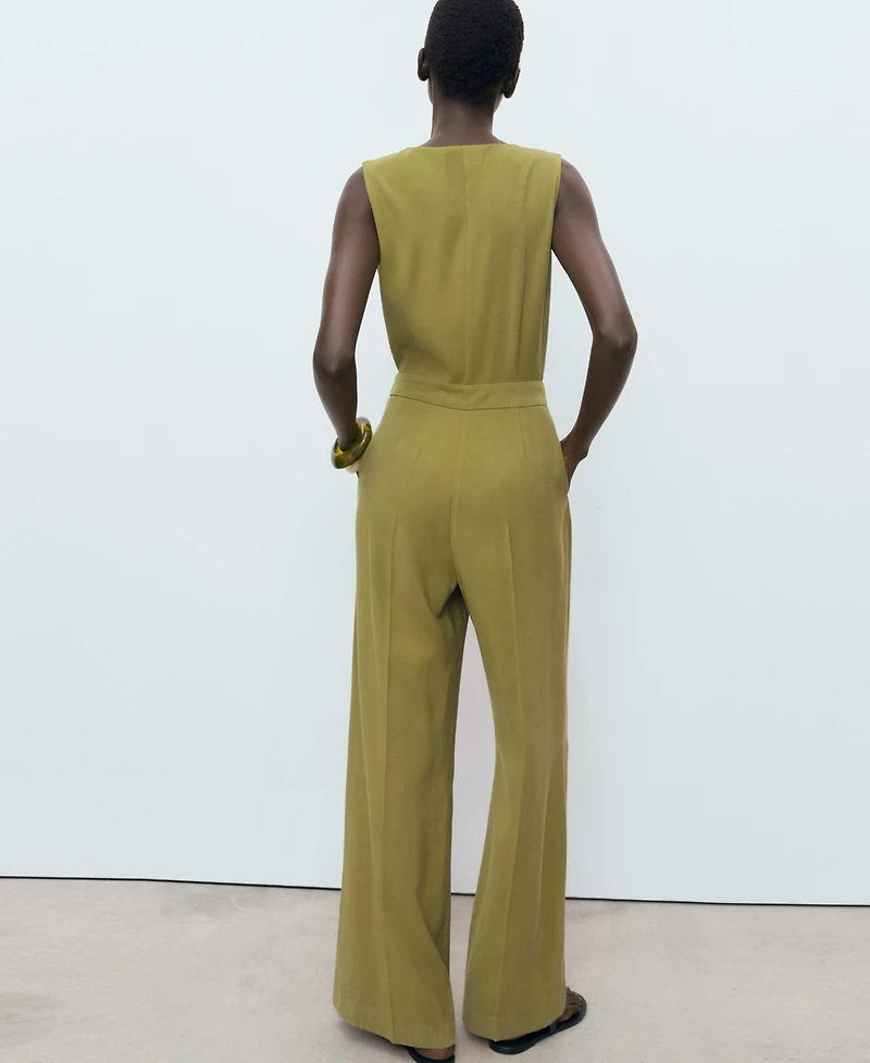 Mango Women's Long Chest-Pocket Jumpsuit