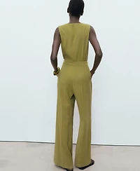 Mango Women's Long Chest-Pocket Jumpsuit