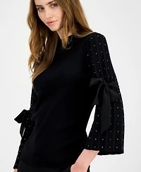Anne Klein Women's Embellished Bow-Sleeve Crewneck Top