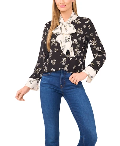 CeCe Women's V-Neck Long Sleeve Top