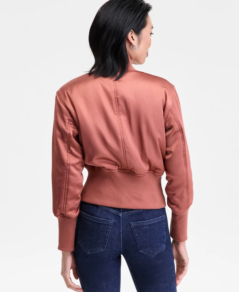 I.n.c. International Concepts Women's Satin Shrunken Bomber Jacket, Macy's Exclusive