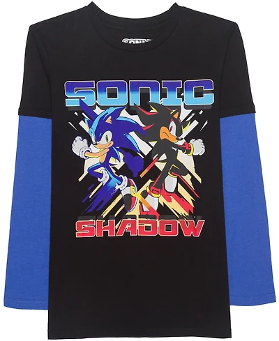 Sonic Big Boys Long Sleeve Twofer T-Shirt