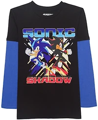 Sonic Big Boys Long Sleeve Twofer T-Shirt