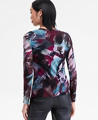 I.n.c. International Concepts Women's Printed Mesh Long-Sleeve Top, Macy's Exclusive
