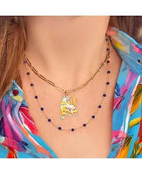 The Lovery Lapis Bead Chain Necklace 14K Gold
