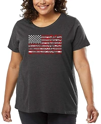 La Pop Art Plus Size Fireworks American Flag Art T-Shirt