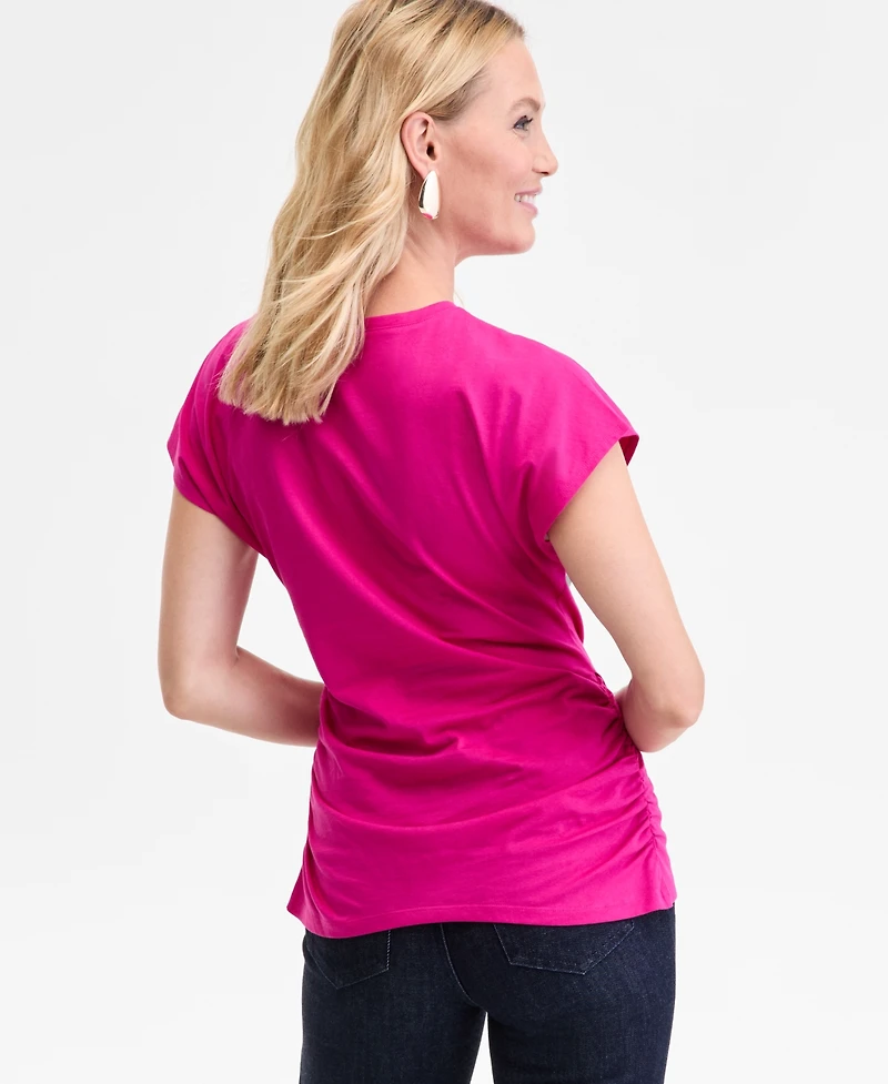 I.n.c. International Concepts Women's Cotton Twist-Front Cap-Sleeve Top, Macy's Exclusive