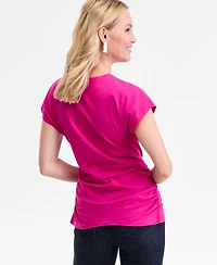 I.n.c. International Concepts Women's Cotton Twist-Front Cap-Sleeve Top, Macy's Exclusive