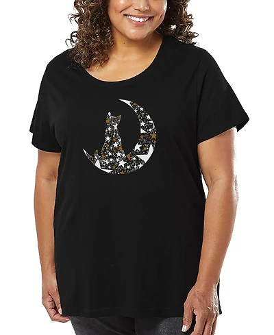 La Pop Art Plus Cat Sitting On Moon T-Shirt