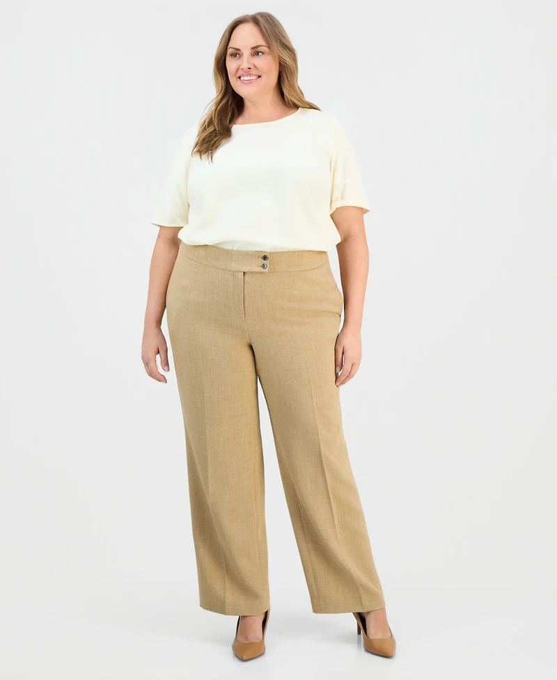Kasper Plus High Rise Wide-Leg Crepe Pants