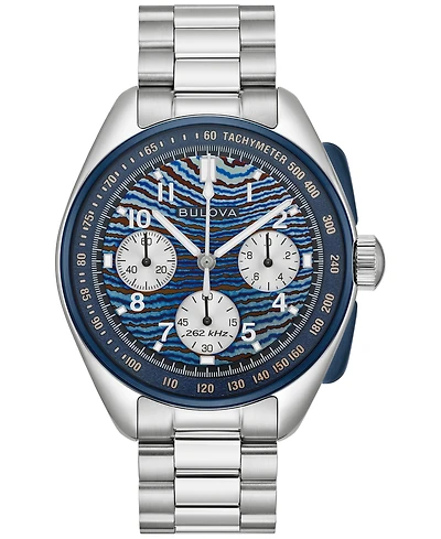 Bulova Men's Limited Edition 150th Anniversary Heritage Lunar Pilot Chronograph Silver-Tone Stainless Steel Bracelet Watch 43.5mm