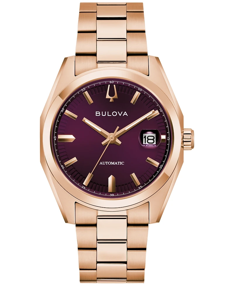Bulova Men's Classic Surveyor Automatic Rose Gold-Tone Stainless Steel Bracelet Watch 39mm
