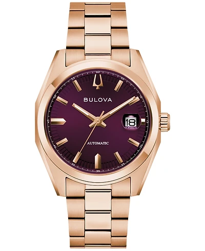 Bulova Men's Classic Surveyor Automatic Rose Gold-Tone Stainless Steel Bracelet Watch 39mm