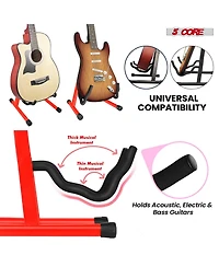 5 Core Double Guitar Stand Floor Adjustable Heavy Duty A Frame Folding Acoustic Electric Bass Mandolin Banjo Violin Holder Stands