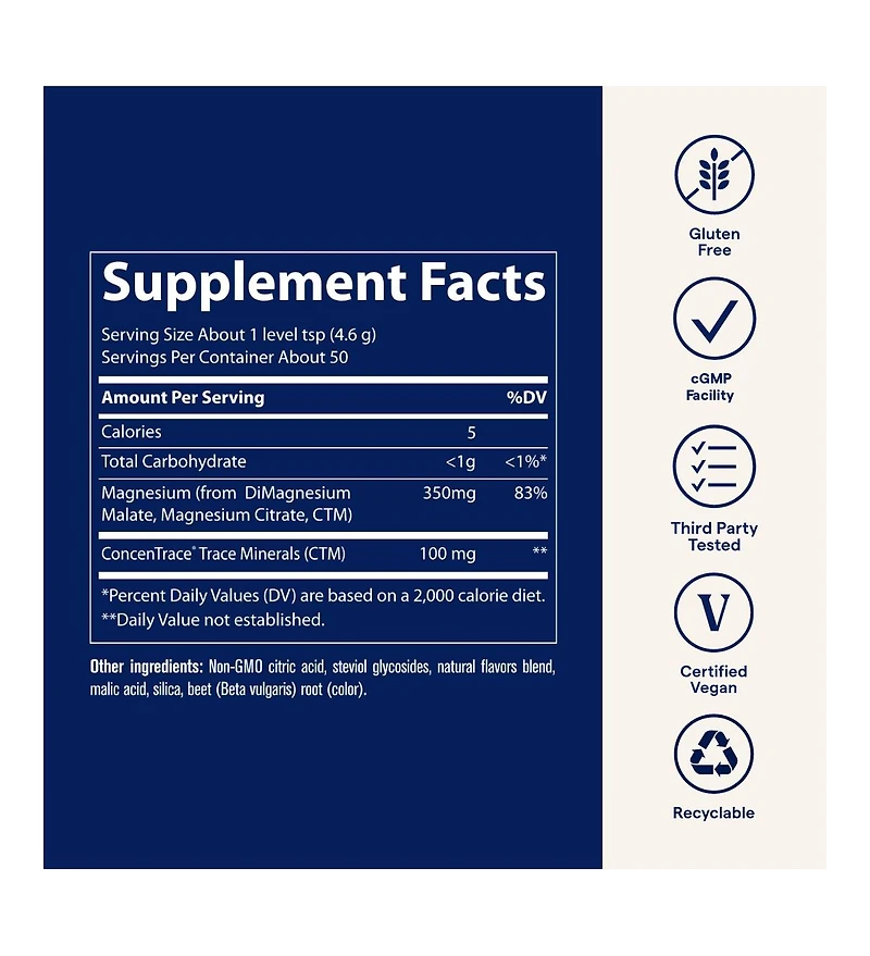Trace Minerals Stress-x Magnesium, 350mg - Powder Magnesium Supplement to Support Muscle Relaxation & Recovery