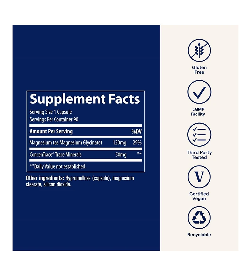 Trace Minerals Magnesium Glycinate 120mg - Bone Strength & Muscle Support - Magnesium Supplement to Aid Healthy Sleep Patterns & Relaxation
