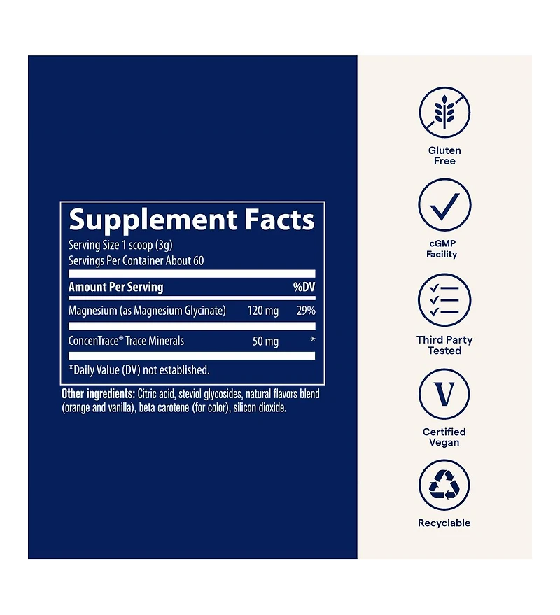 Trace Minerals Magnesium Glycinate 120mg - Drink Mix for Healthy Digestion & Muscles - Immune System Support Powder