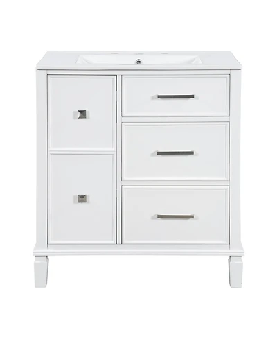 Casainc 30" Bathroom Vanity with Ceramic Sink, Flip-Out Drawer for Plumbing, Soft Close Drawers