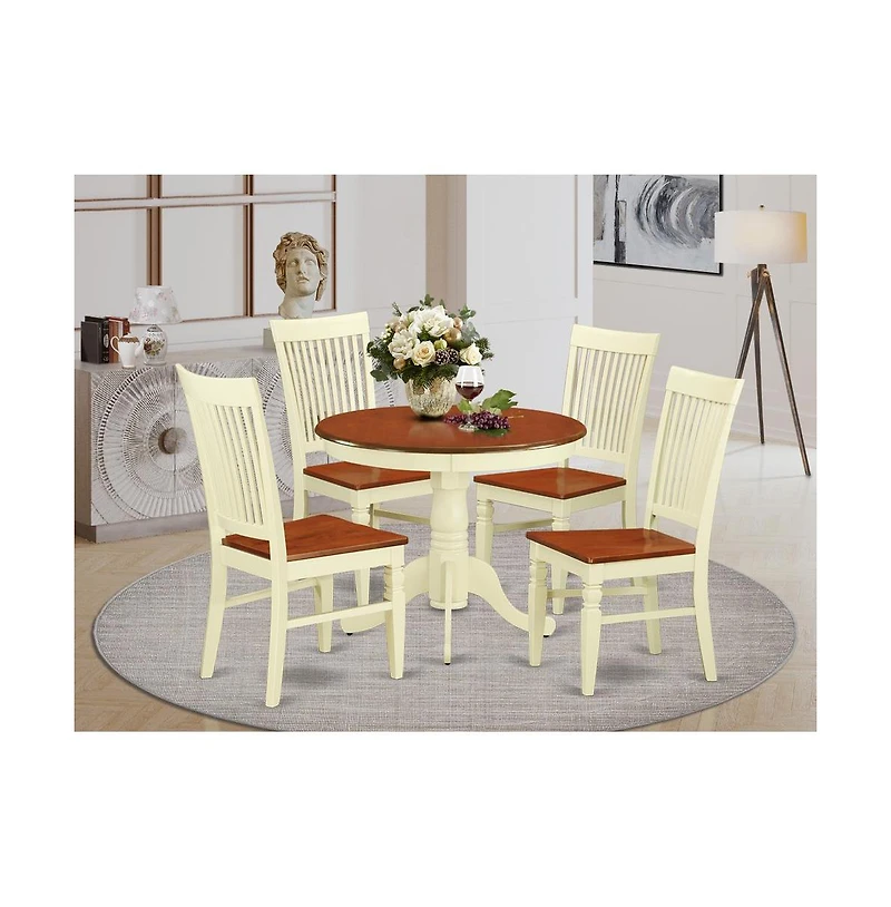 East West Furniture Dining Room Set Buttermilk & Cherry