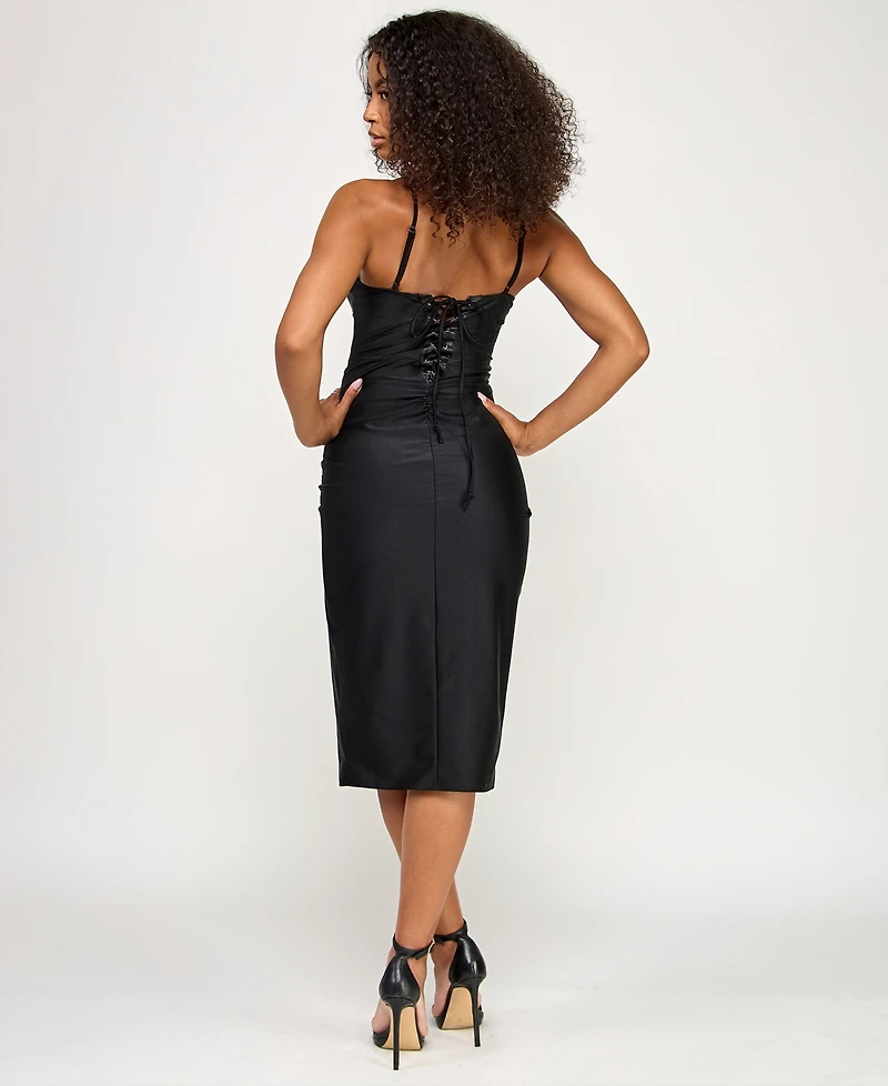 Katia Rae Juniors' V-neck Sleeveless Midi Dress