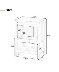 Casainc 24" Modern Bathroom Vanity with Ceramic Sink, Solid Wood Frame & Open Shelf